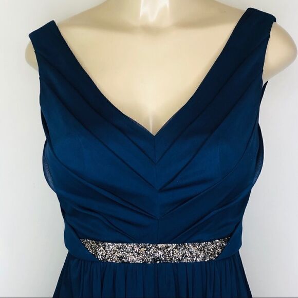 David’s Bridal blue beaded Mesh Dress - Picture 4 of 9